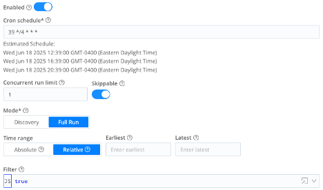 Schedule for tenable_sc_plugin
