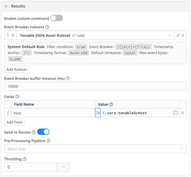 Results overview for tenable_sc_vuln